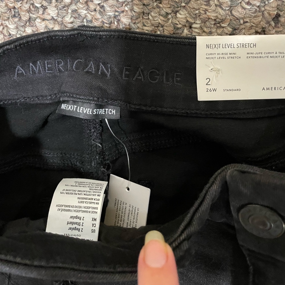 NWT American Eagle Outfitters Distressed Black Jean Mini Skirt - Picture 5 of 7